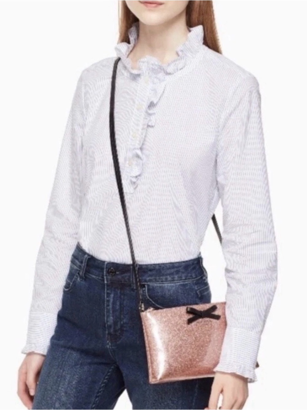 Kate Spade 2-PIECE SET Mavis Street Rose Gold Glitter Crossbody & Card Wallet ♠️ - Picture 12 of 12